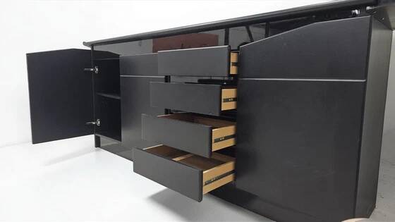 Post-Modern High-Gloss Black Sideboard – A Statement in Design