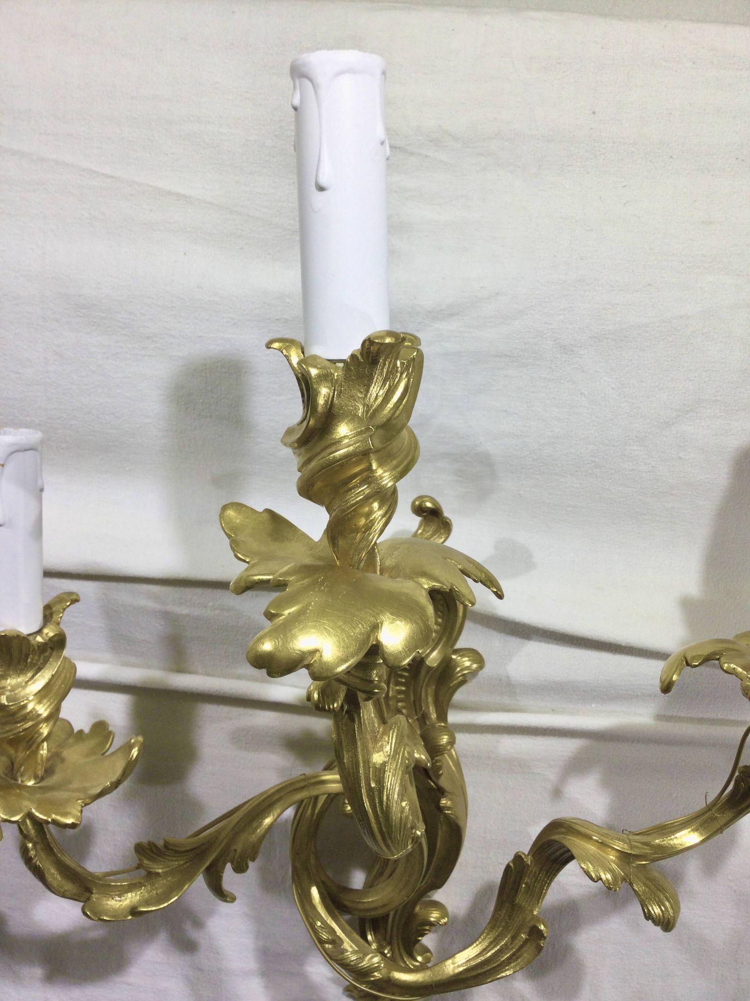 Pair of sconces Bronze 3 lights Louis XV