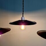 Ensemble de 4 suspensions industrielles en tôle émaillée noire et blanche