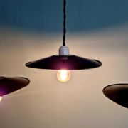 Set of 4 industrial pendant lights in black and white enamelled sheet metal