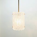Mid-Century Scandinavian Crystal Glass & Brass Ceiling Light by C.Fagerlund