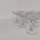 6 Saint Louis crystal champagne glasses, Moselle model, 1930s.