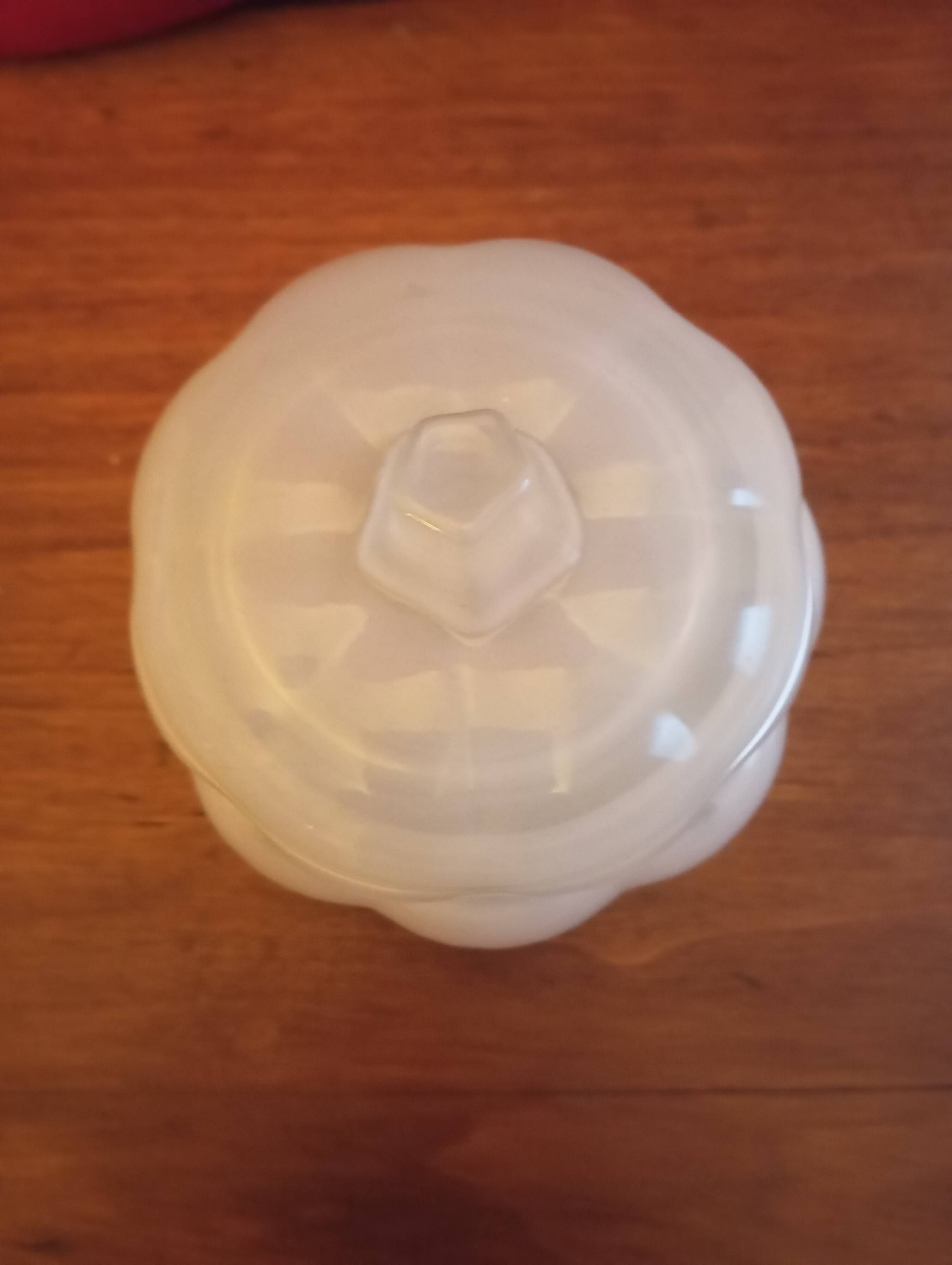 Candy box or glass sugar bowl in the shape of a white pumpkin
