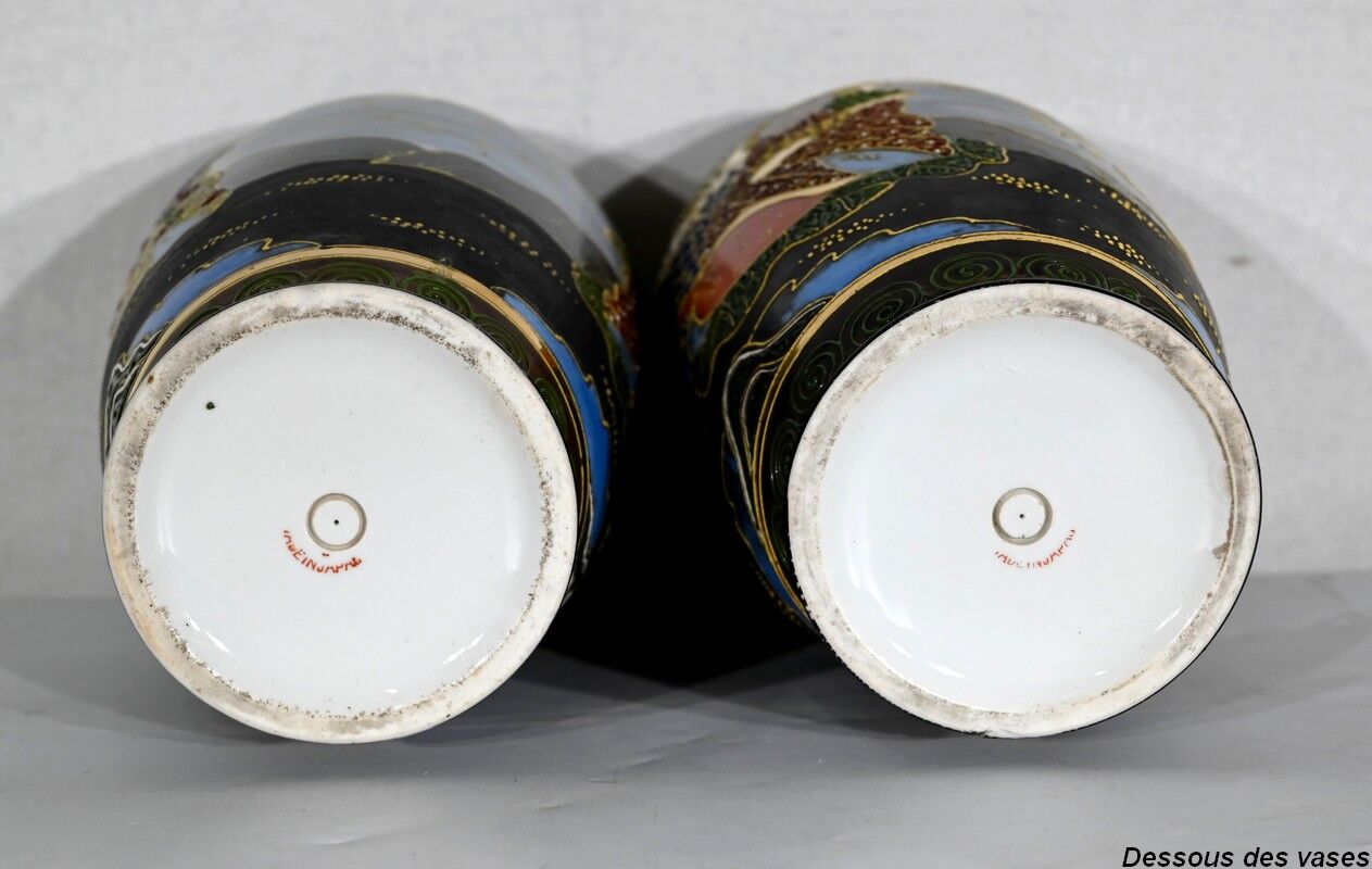 Pair of satsuma vases in japanese porcelain – early twentieth