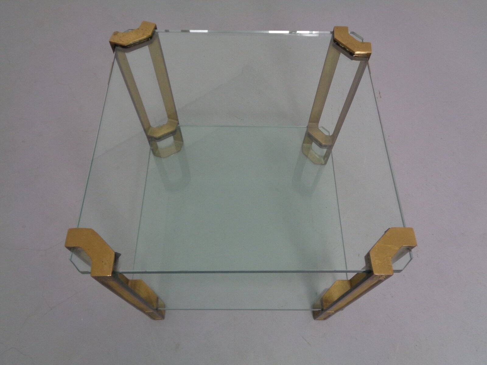 T24 Tempered Glass & Brass Coffee Table by Peter Ghyczy, Germany, 1970s