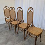 Set of 4 Vintage Bentwood Cane Dining Chair, Thonet Style, 1970s Yugoslavia