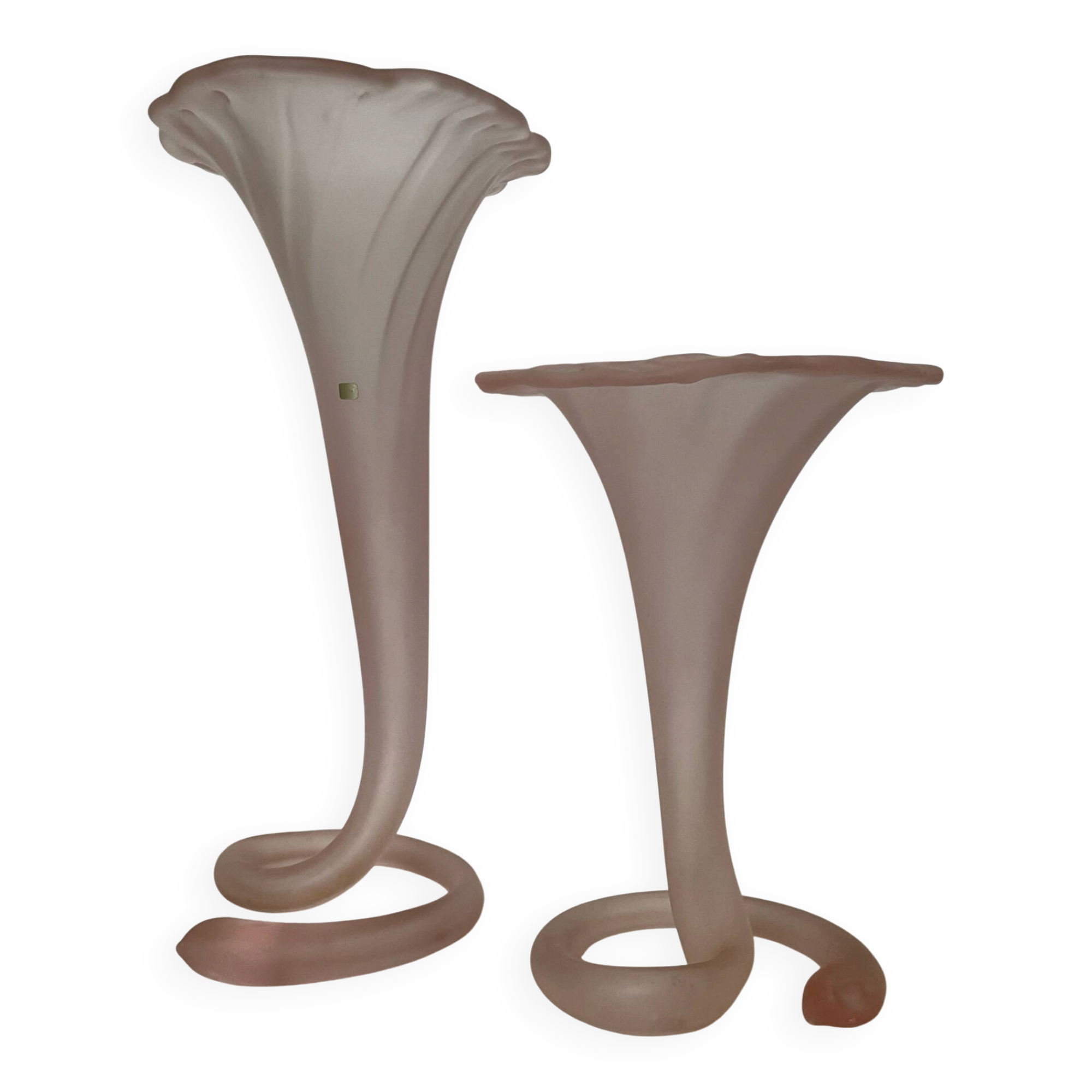 A pair of large Italian corolla vases in glass paste.