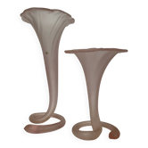 A pair of large Italian corolla vases in glass paste.