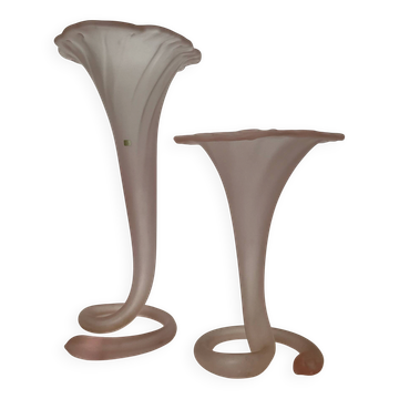 A pair of large Italian corolla vases in glass paste.