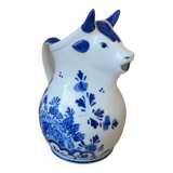 Ancien pot à lait petit pichet vache en céramique delf blue hollande peint à la main