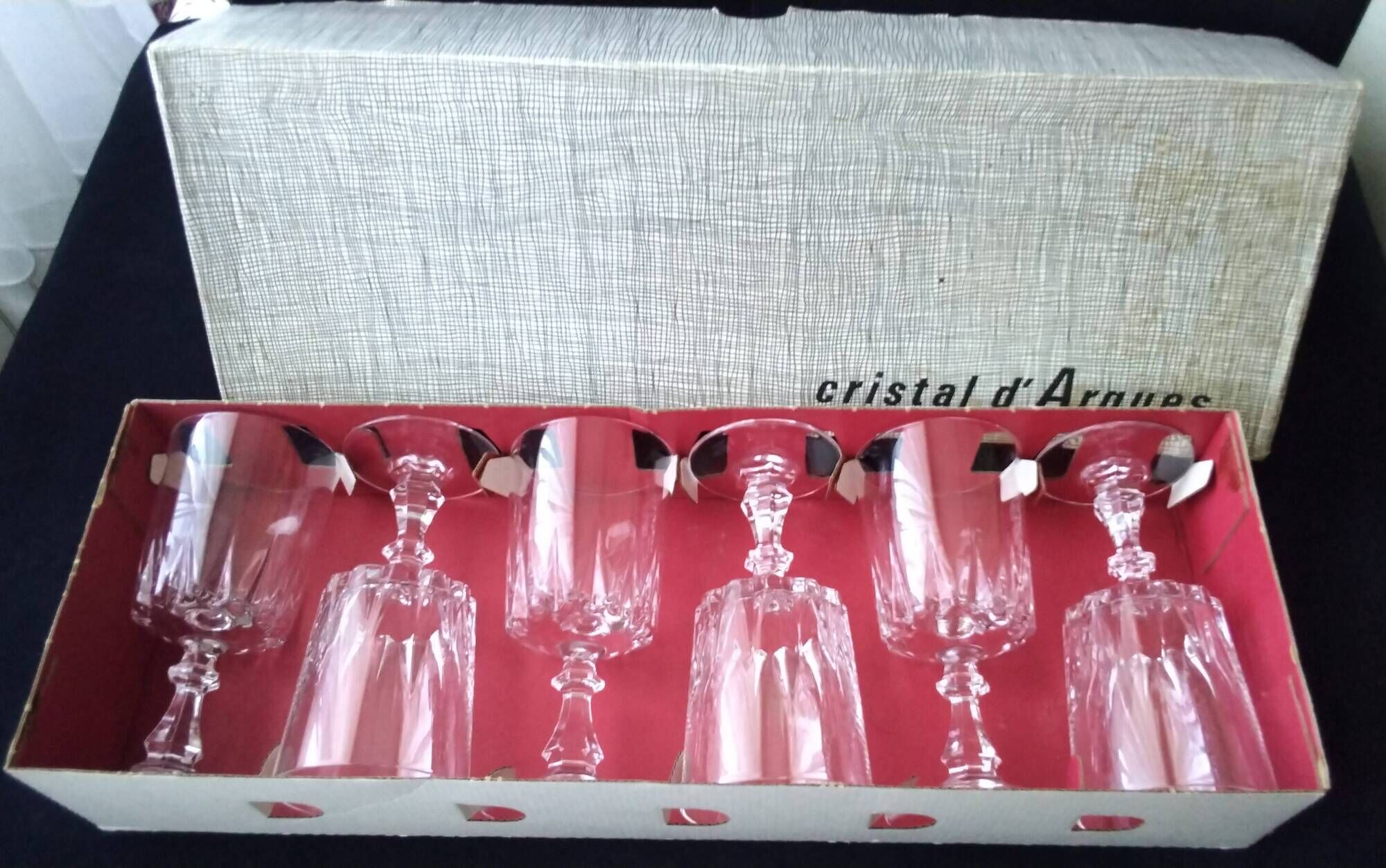 6 water glasses or large wine glasses Crystal d'Arques Model Louvre