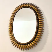 Vintage Sun Mirror in gold metal 1960s