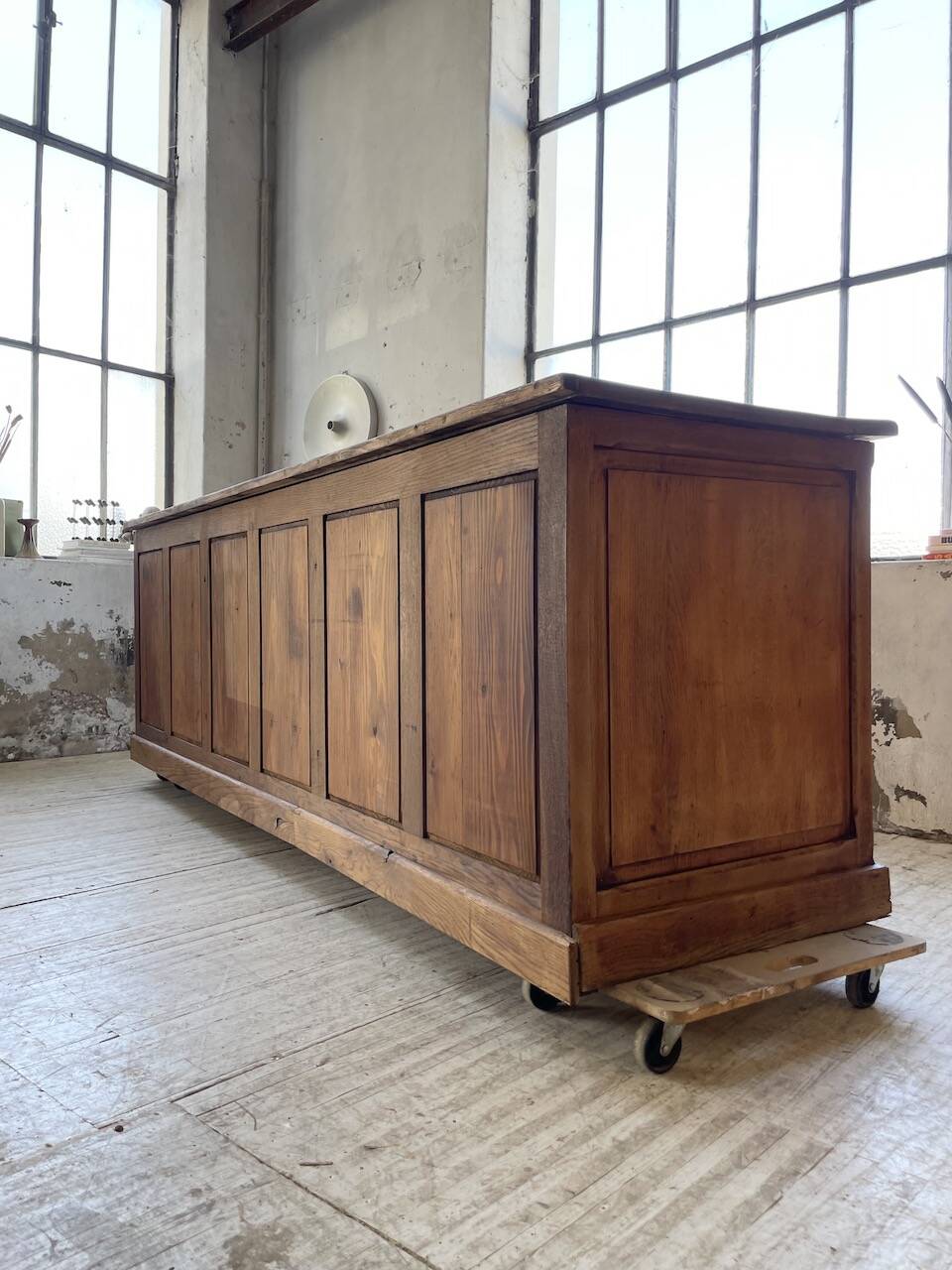 XXL solid oak counter sideboard