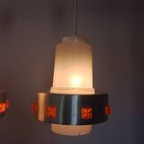 Pair of 1970s Space Age glass and aluminum lamps