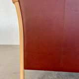 VINTAGE DANISH MID CENTURY DARK COGNAC LEATHER 2 SEATER STOUBY SOFA
