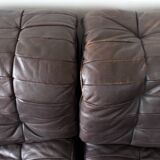 1970s brown leather modular sofa