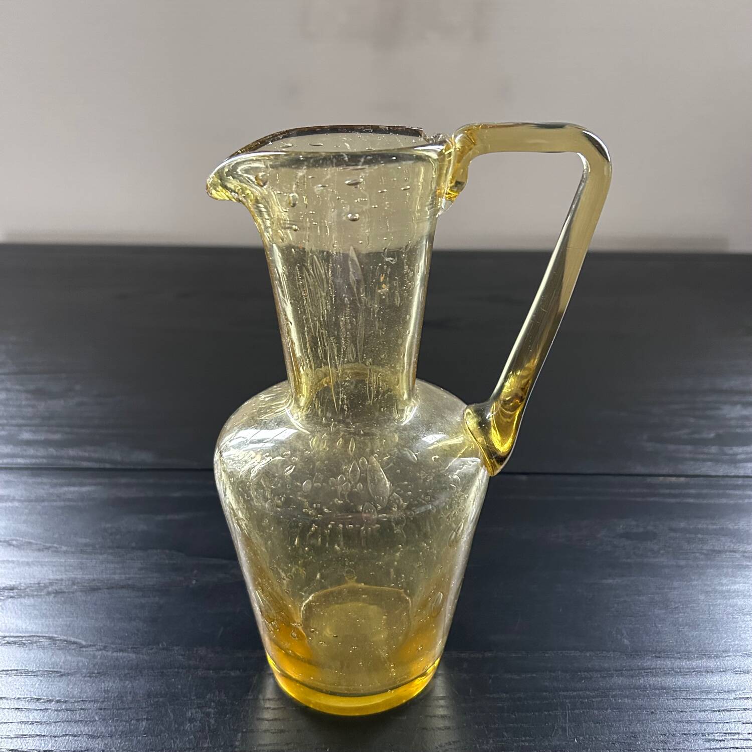 Bubbled glass style amber carafe