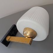 Wall lamp metal and opaline modernist design 50 60 style Arlus Lunel