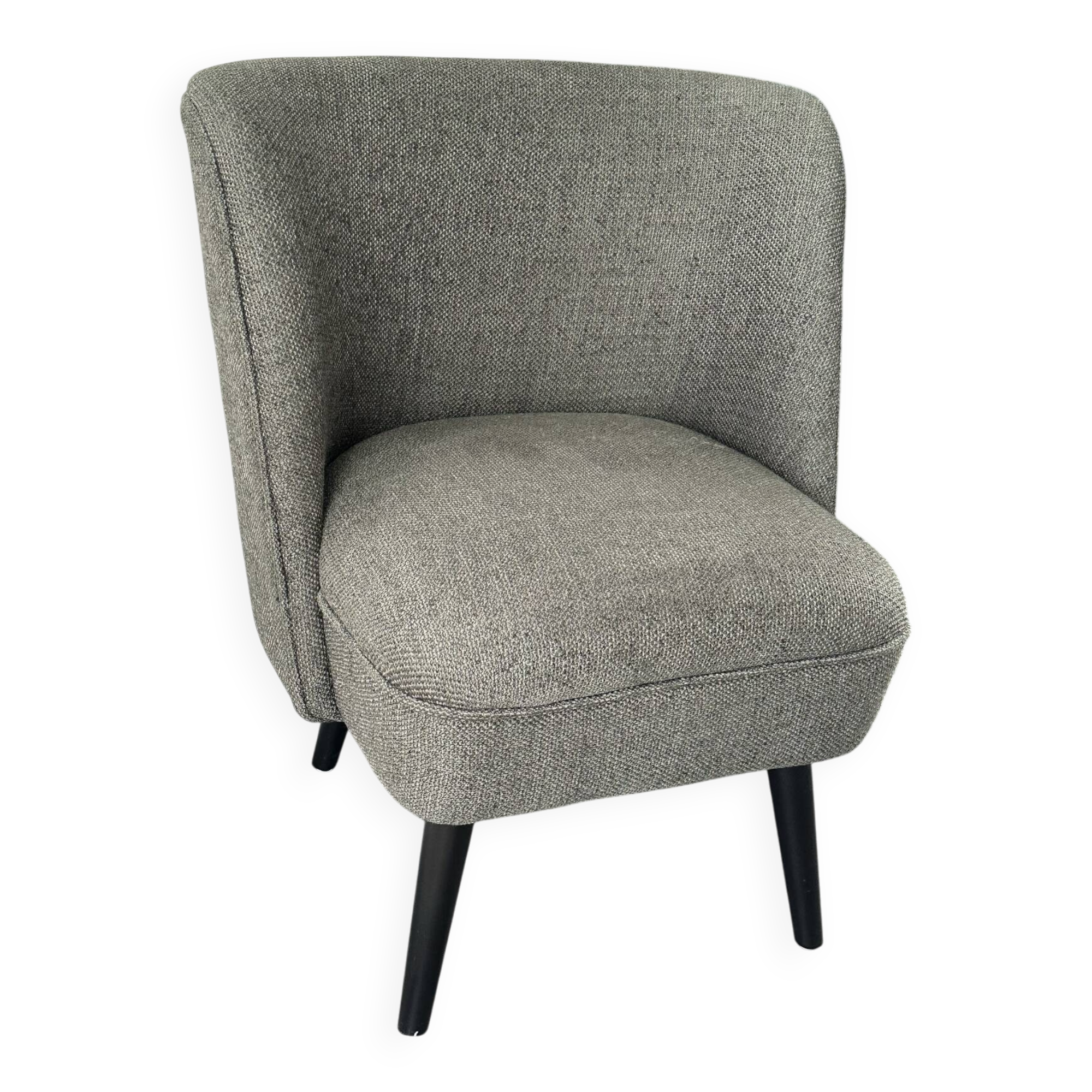 Compact armchair in green/grey chenille fabric