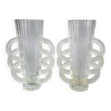 Pair of Art-deco glass vases signed Verlis. Good condition.