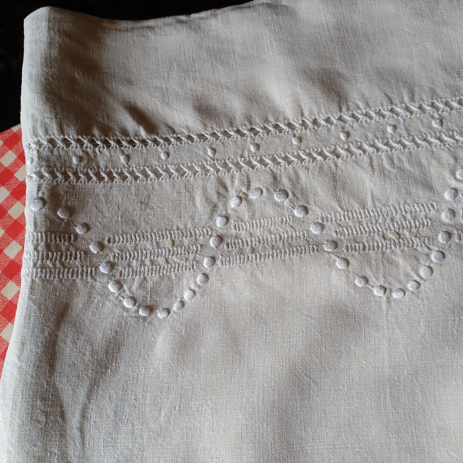 Old large linen and cotton sheet