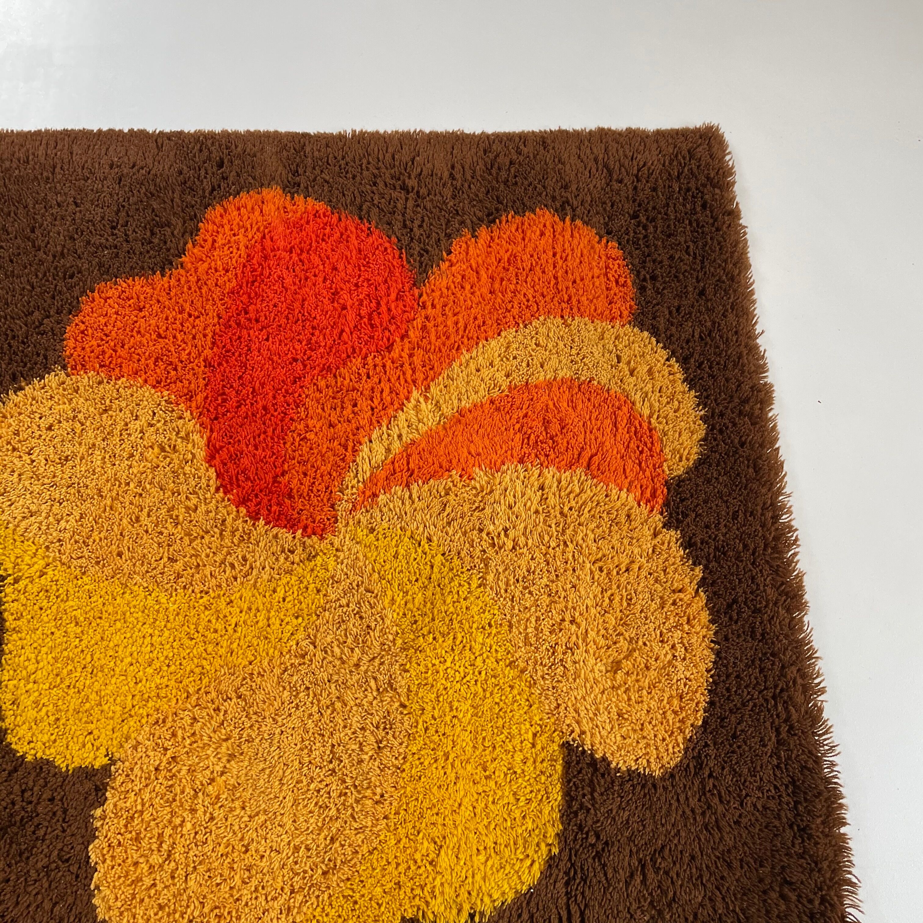 Multi-color vintage 1970s modernist high pile panton style rug, germany, 1970s