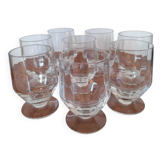 Set of 8 antique faceted stemmed glasses