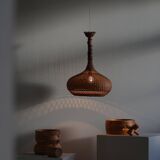 Vintage Danish mid-century rattan pendant light, made in the 1960s.