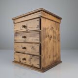 Rustic Primitive Natural Pine Small Apothecary Chest, 1940s