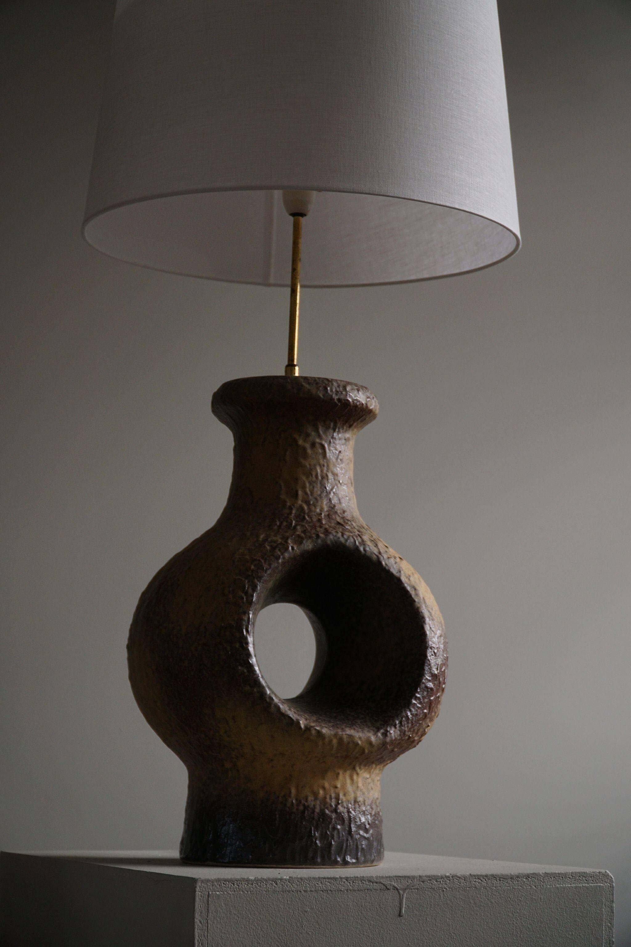 Modern Danish ceramic table lamp, large sizes, green/brown colours, 1960s.