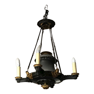 Empire style 4-light bronze chandelier