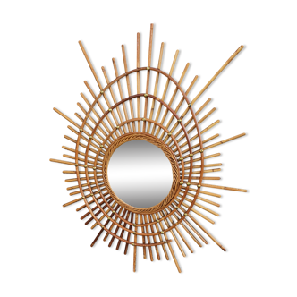 Miroir rotin année 50/60
