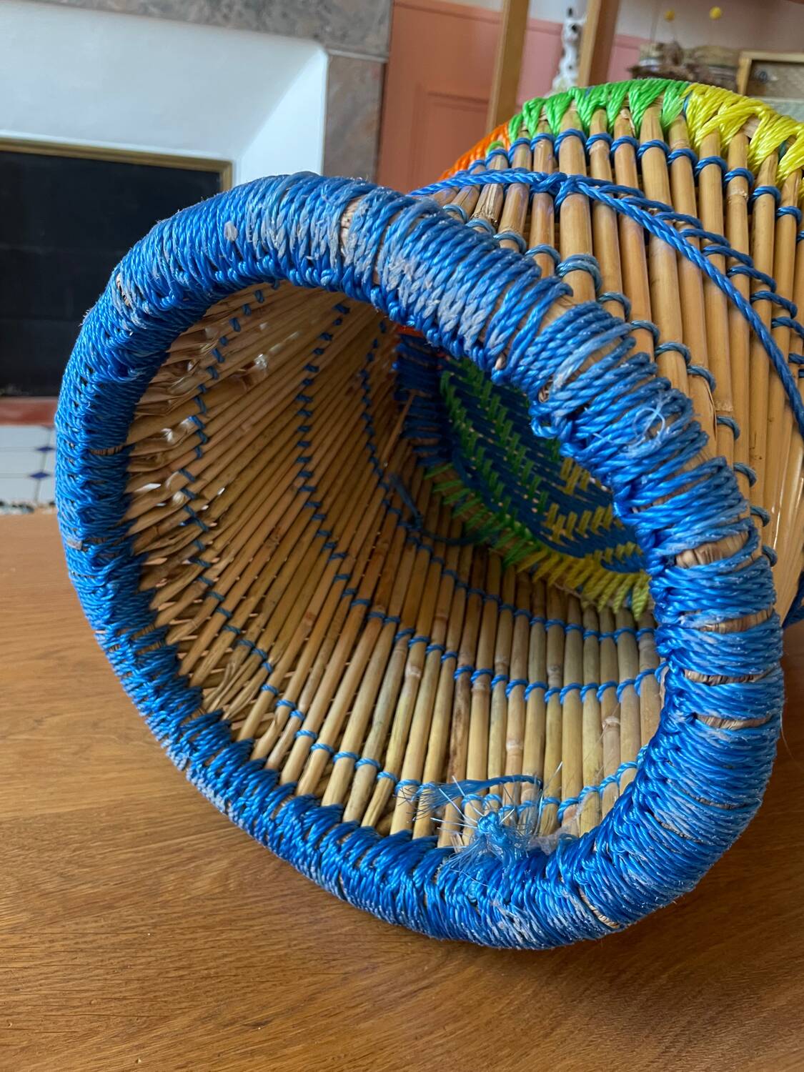 Rattan and rope children's armchair