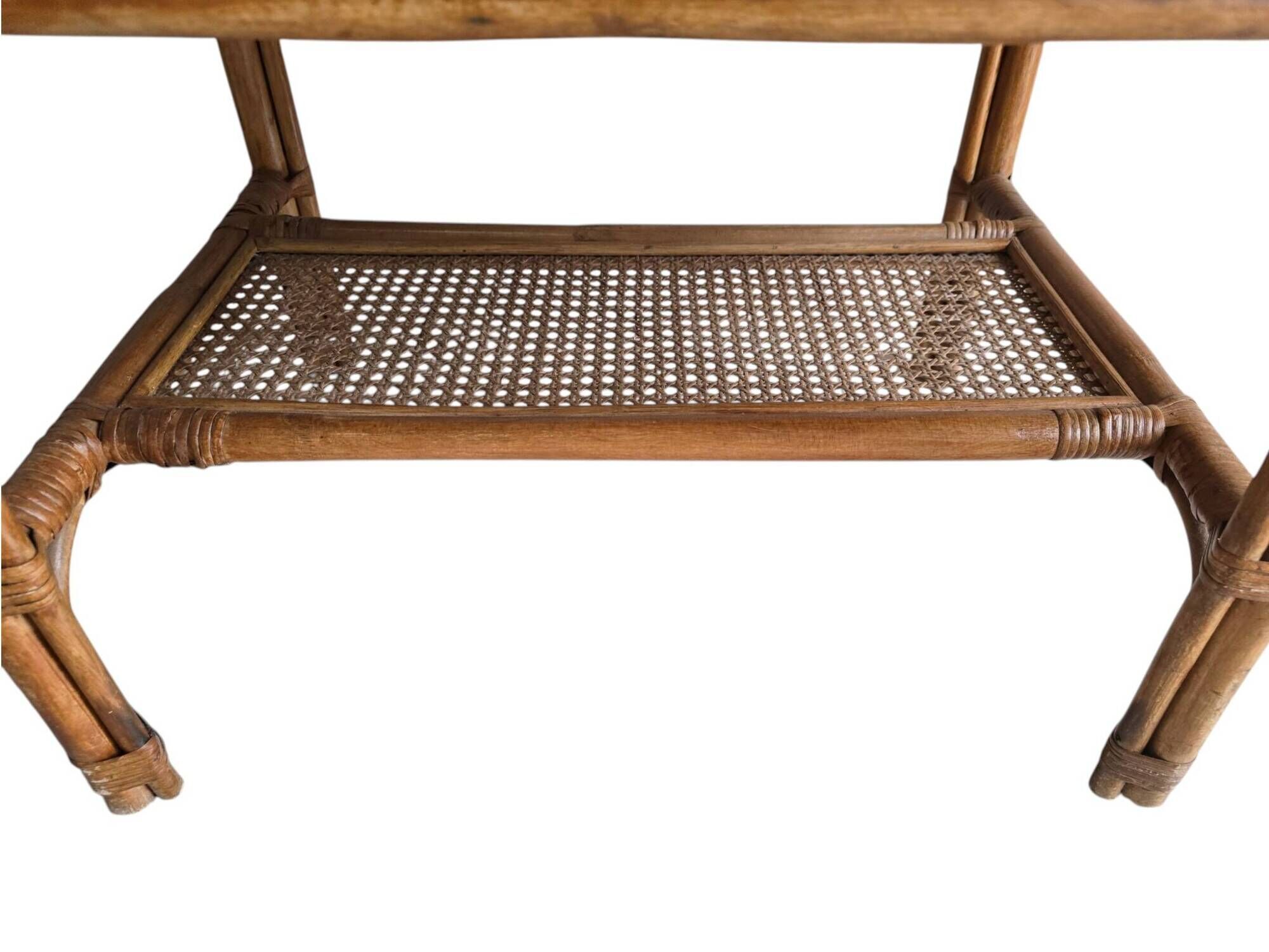 Vintage coffee table in rattan and cane – 1960s/70s