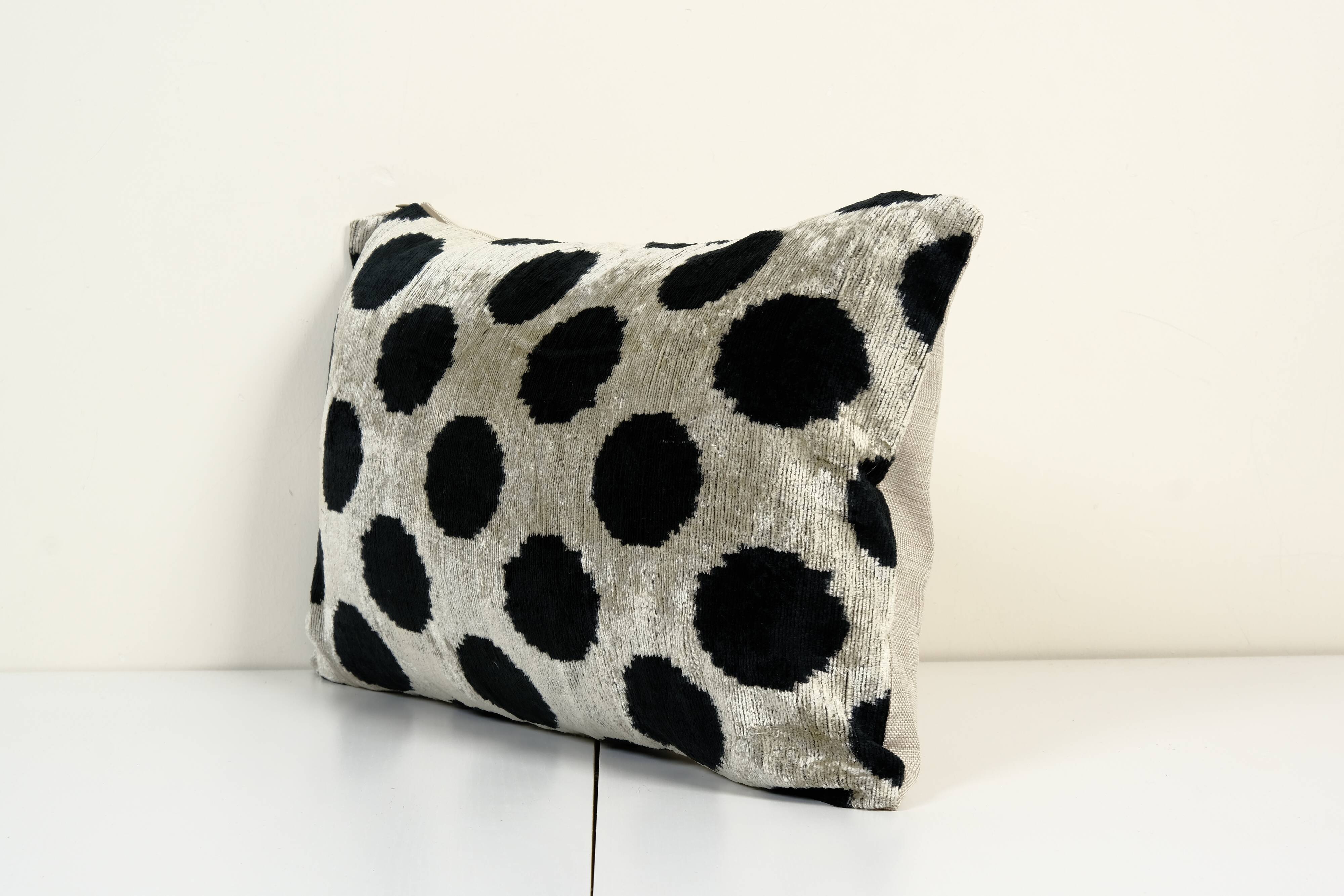 Black ikat velvet pillow cover