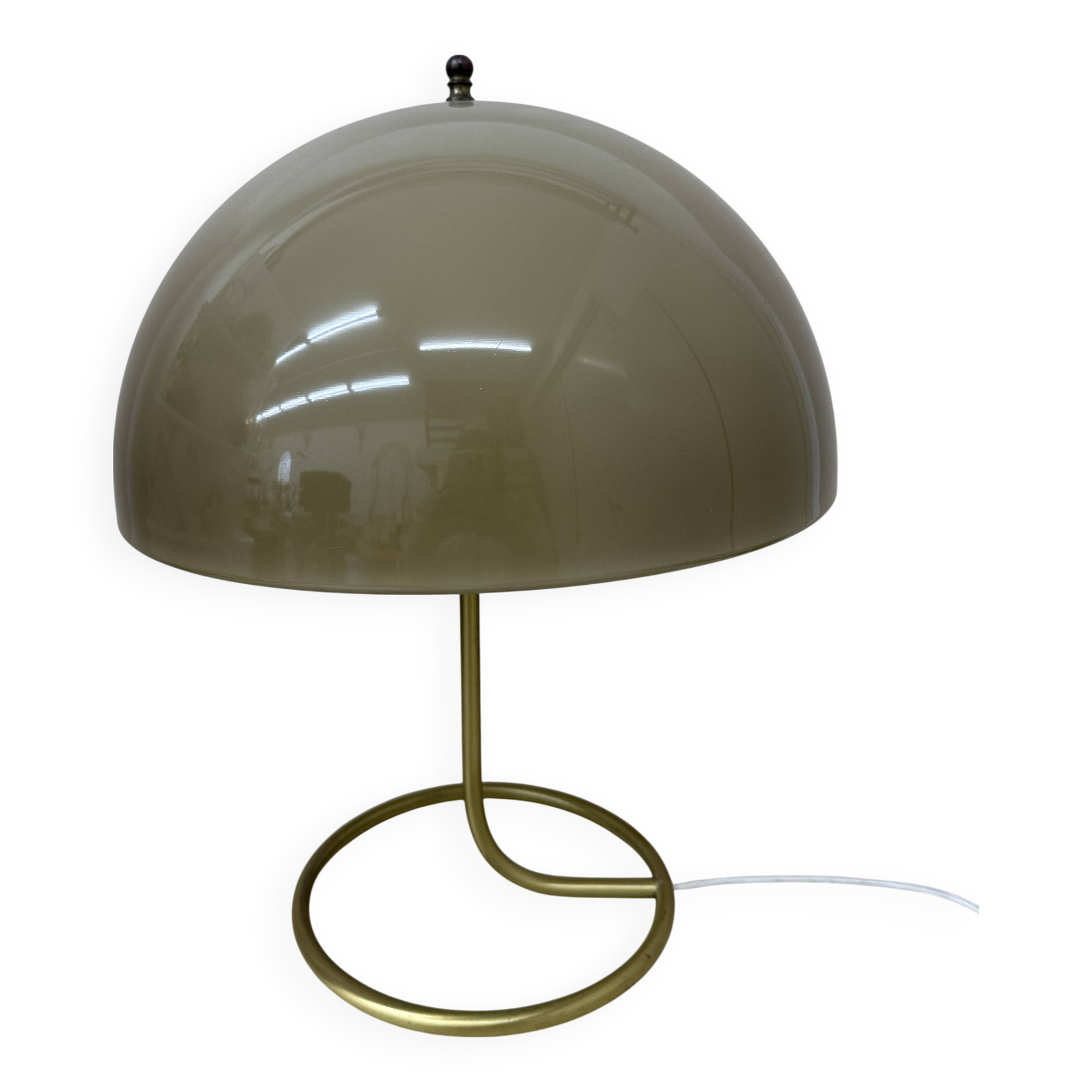 Vintage Mushroom table lamp with gold metal base , 1970s