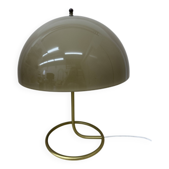 Lampe de table vintage Mushroom avec base en métal doré, années 1970