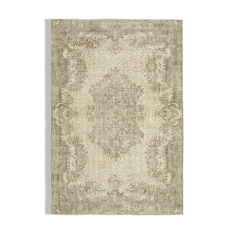 Tapis beige turc antique noué à la main 198 cm x 290 cm - 38983