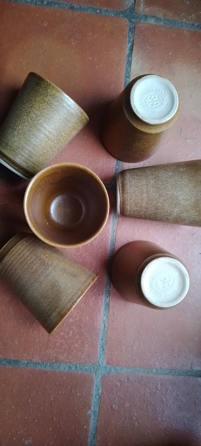 Vintage Digoin stoneware glasses and carafe set