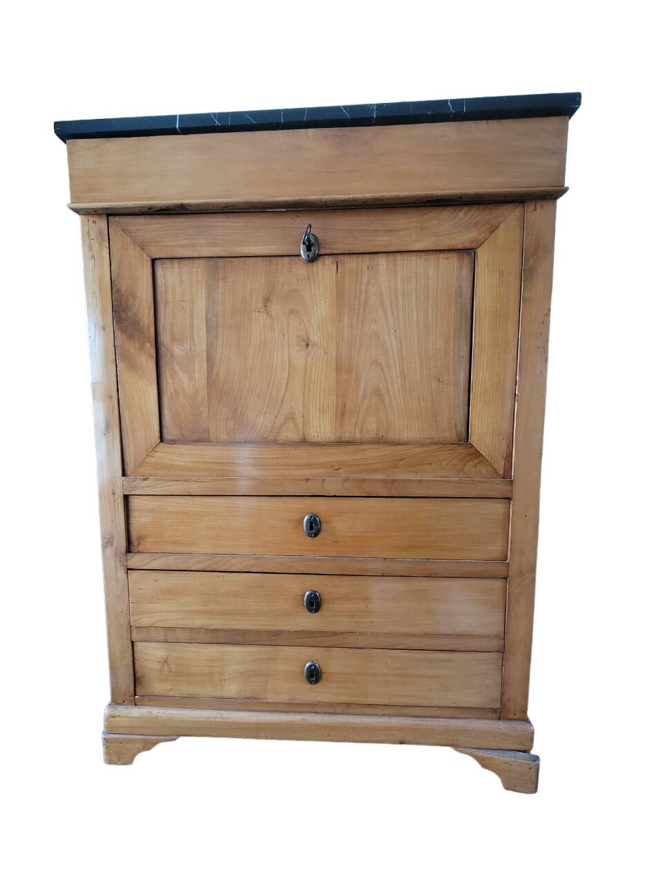 Old solid wood and black marble secretary