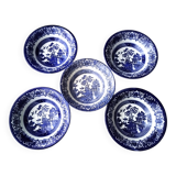 5 old willow staffordshire cereal or porridge bowls