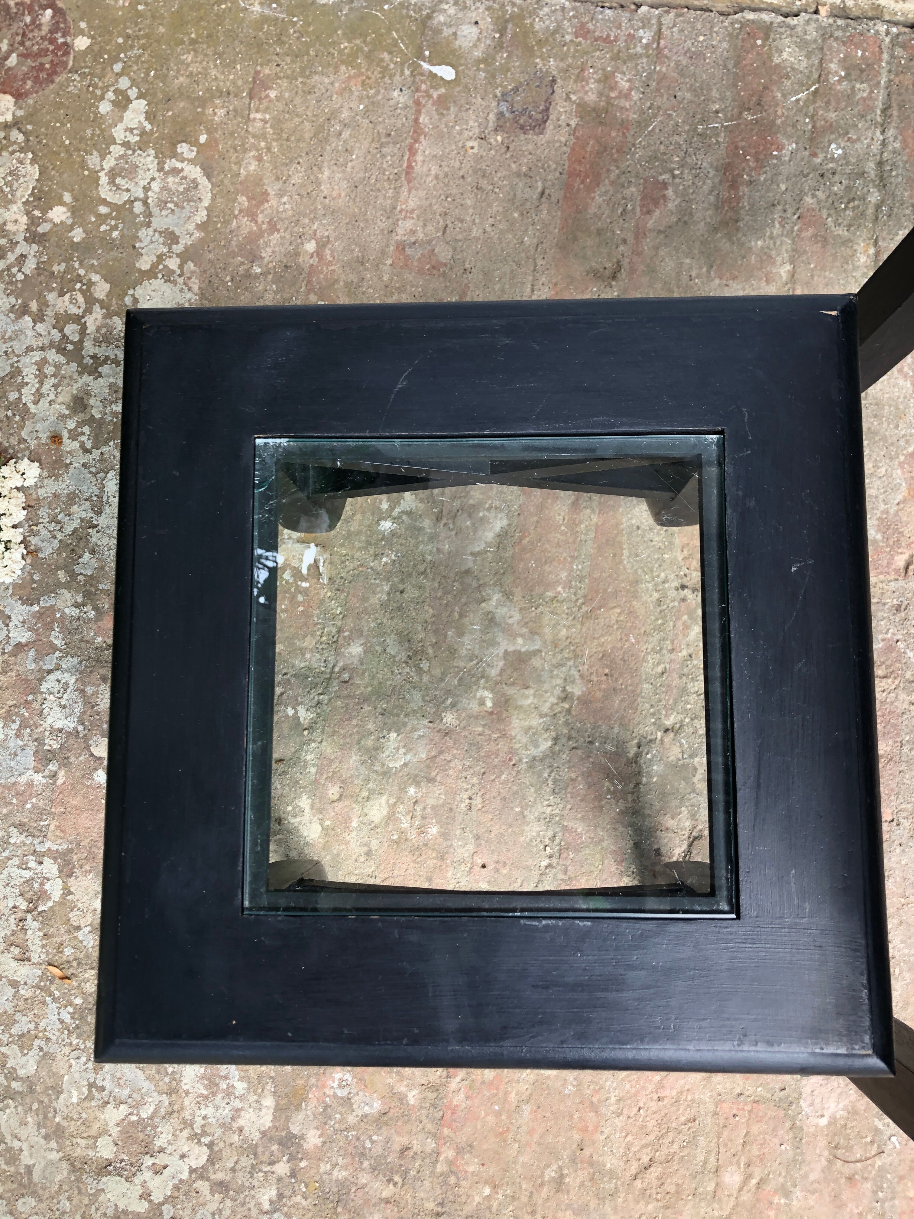 Set de 3 tables gigognes en verre et bois noir
