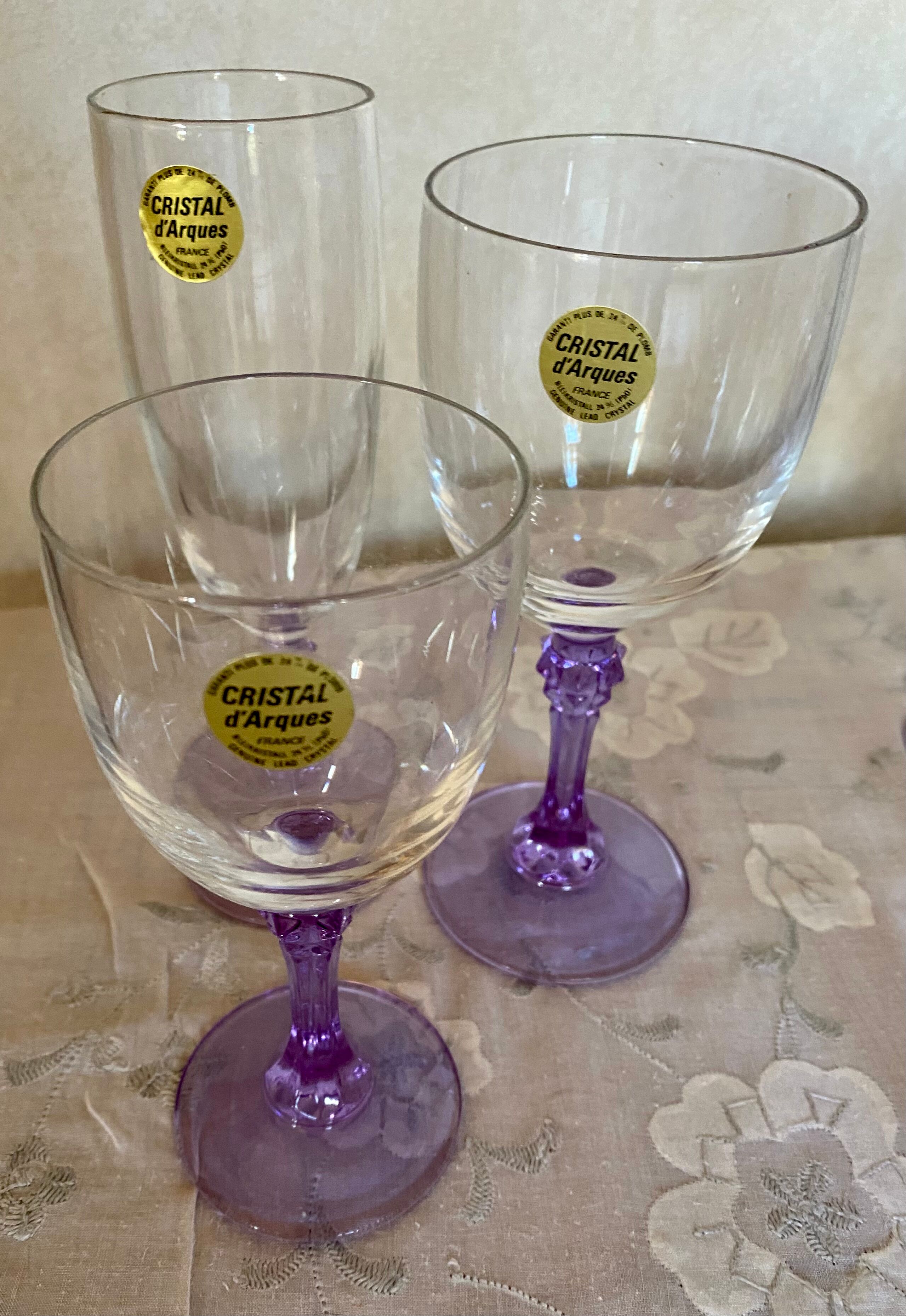 18 vintage Lilac series crystal glasses