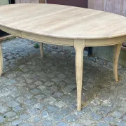 Louis XV oval extendable dining table stripped in solid oak 260cm 1970