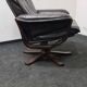 Vintage leather reclining swivel chair with foot stool