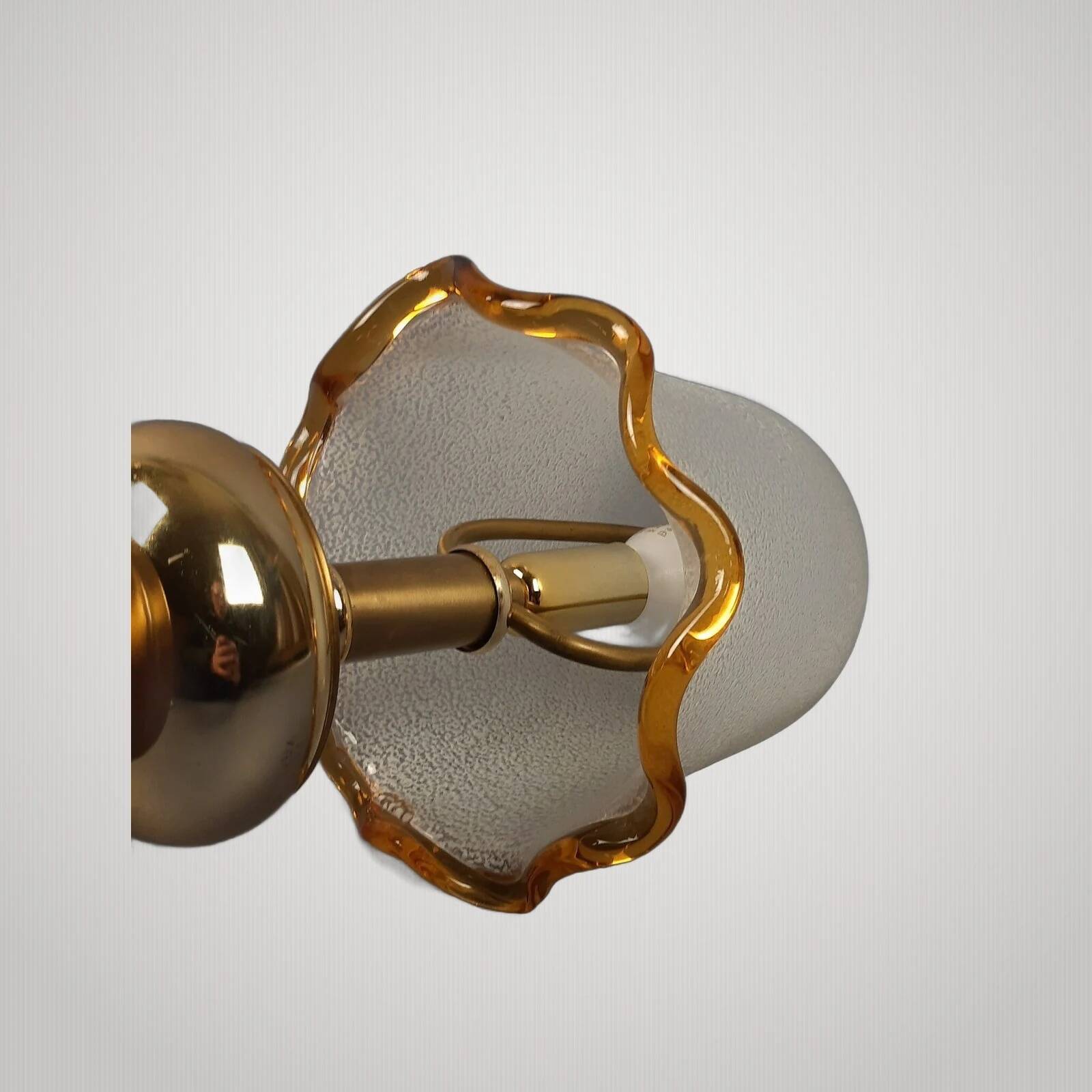Lampe de Table Verre Murano Laiton Champignon Design Moderne Ans ‘70