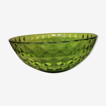 Plat en verre vert XXème siècle vintage