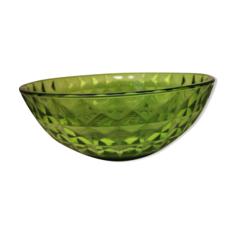 Plat en verre vert XXème siècle vintage