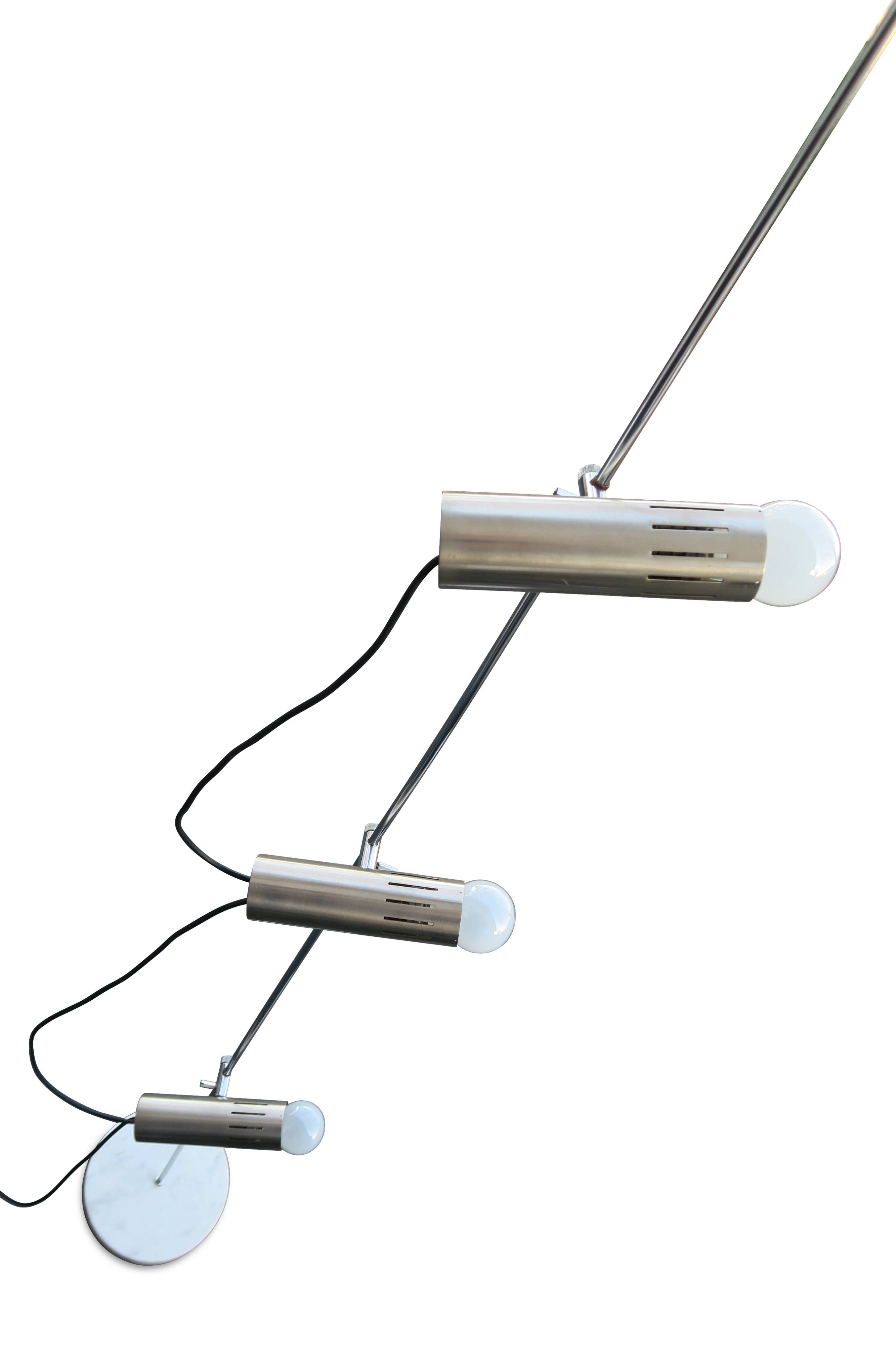 Lampadaire A14 de Alain Richard pour Disderot – 3 spots – base marbre