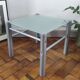 Side table / Vintage end table in frosted glass and metal – An